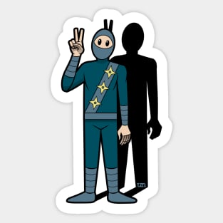 Bunny Ears Ninja - white boarder Sticker